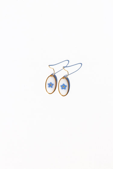 Mini Forget Me Not Oval Earrings
